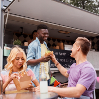 Friends at food truck