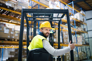 Warehouse worker forklift